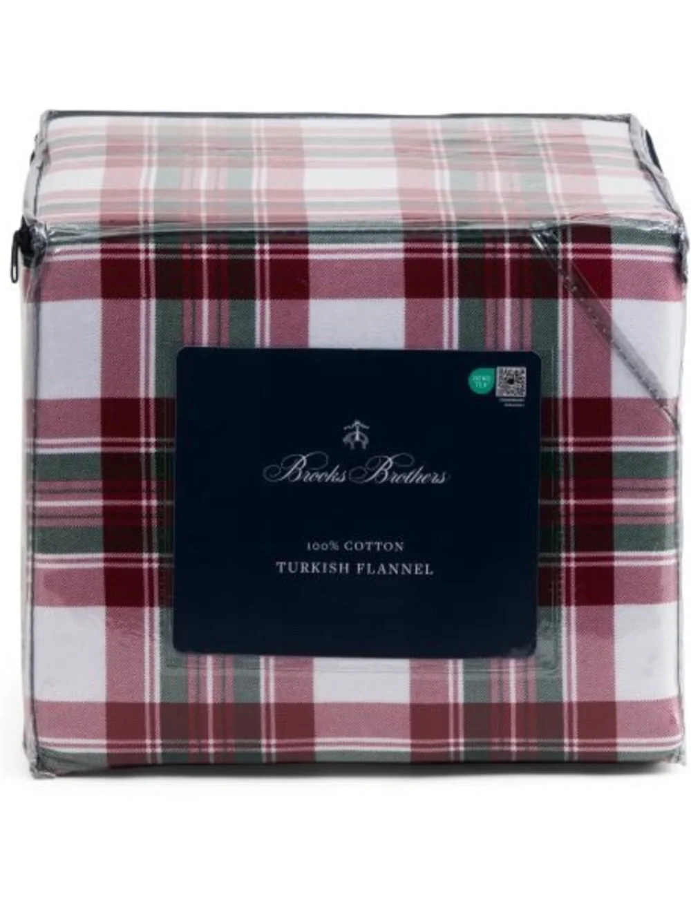 Brooks Brothers Red and White Plaid Turkish Flannel Sheet Set